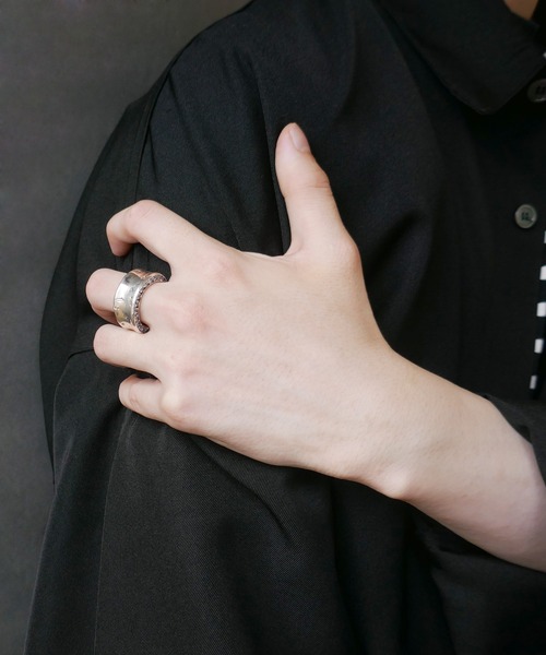 SILVER925サイドジルコニア埋め込みリング/メンズ/レディース（リング