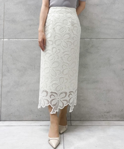 CELFORD（セルフォード）の「リボンレースタイトスカート（スカート