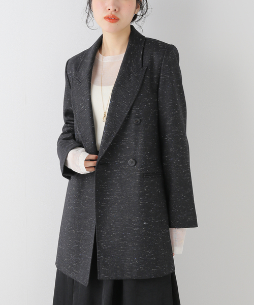 Noble（ノーブル）の「カラーネップウールピークドマキシジャケット