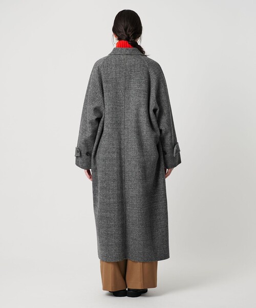 セール】リバー ステンカラー ロングコート/ヘリンボーン（ステン