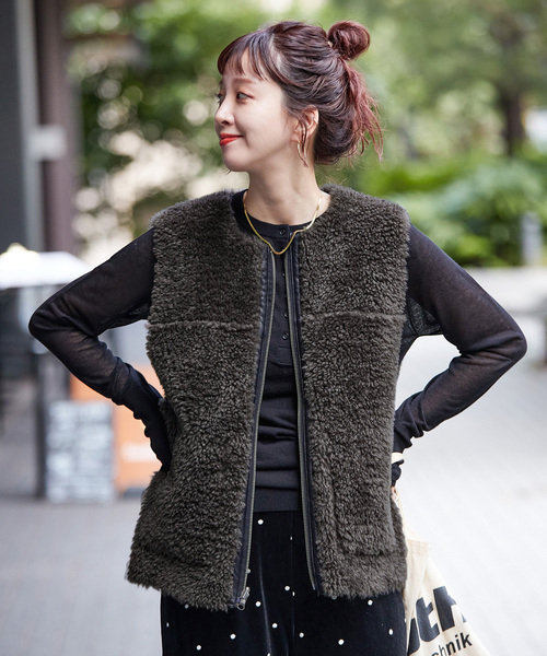 ムートンライクリバーシブルベスト（その他アウター）｜B.C STOCK