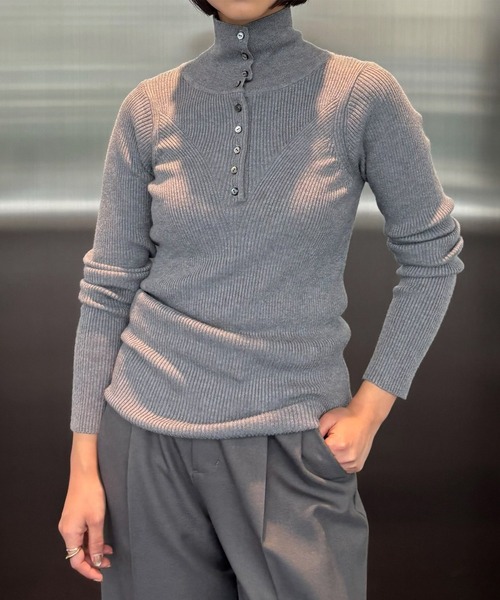 UND HIGH NECK BUTTON KNIT TOP（ニット/セーター）｜Ameri（アメリ