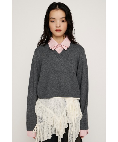 LAYERED LIKE CROP KNIT TOPS レイヤードライククロップニットトップス