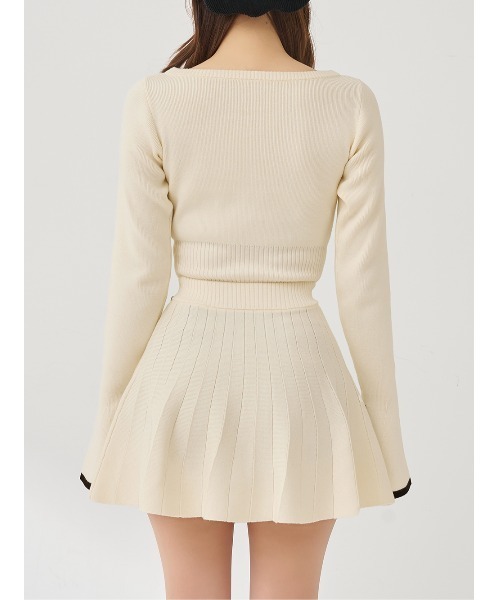 Darich ウエストオープンリボンデザインニットミニワンピース IVO FL