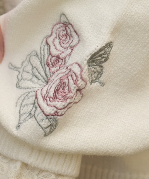 薔薇×蝶刺繍ロングカーディガン（テーラードジャケット）｜axes femme