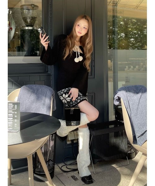 ノルディックパネルニットミニワンピース（ワンピース）｜Darich