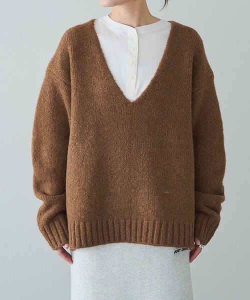 セール】アルパカ混深Vネックニットプルオーバー（ニット/セーター