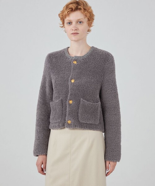 MACPHEE（マカフィー）の「□ムートン クルーネックカーディガン