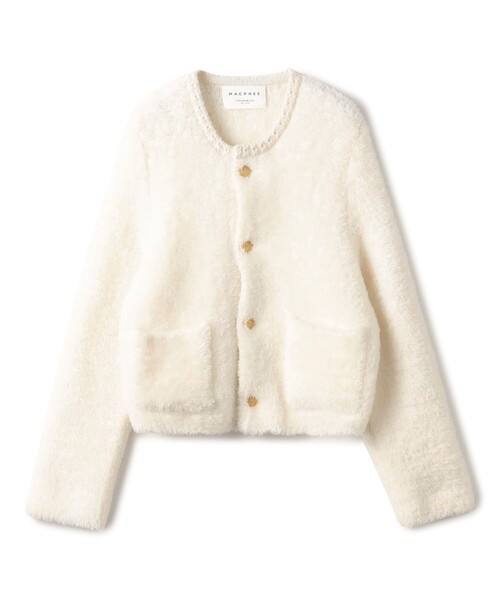 MACPHEE（マカフィー）の「□ムートン クルーネックカーディガン