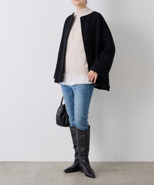 後ろぷっくりウールショートコート（ノーカラーコート）｜BEARDSLEY