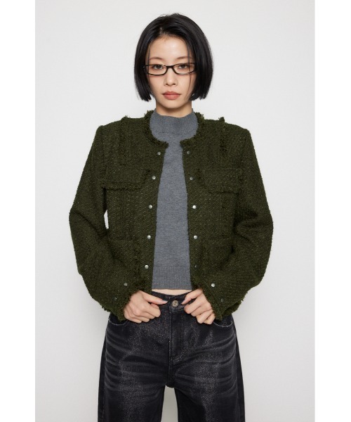 LAGUA GEM（ラグアジェム）の「COMPACT TWEED ジャケット（ノーカラー