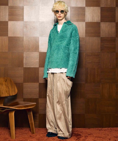 セール】《UNISEX》Fade Yarn Prime-Over Skipper Knit/フェードヤーン