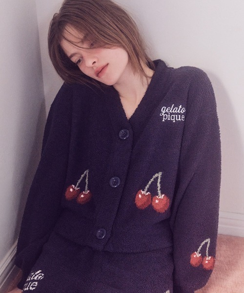 ONLINE限定カラーあり】ベビモコチェリージャガードカーディガン