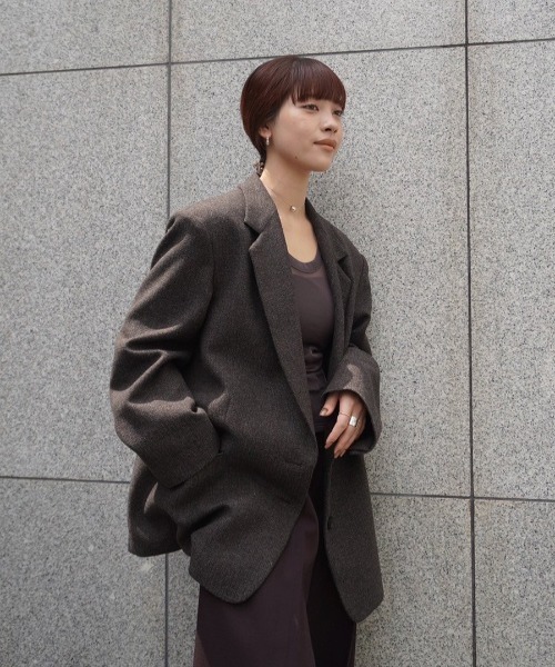 Herringbone Wool Jacket（テーラードジャケット）｜anuke（アンヌーク