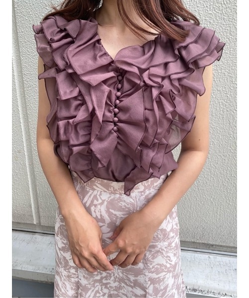 SNIDEL（スナイデル）の「バックデザインフリルブラウス（シャツ