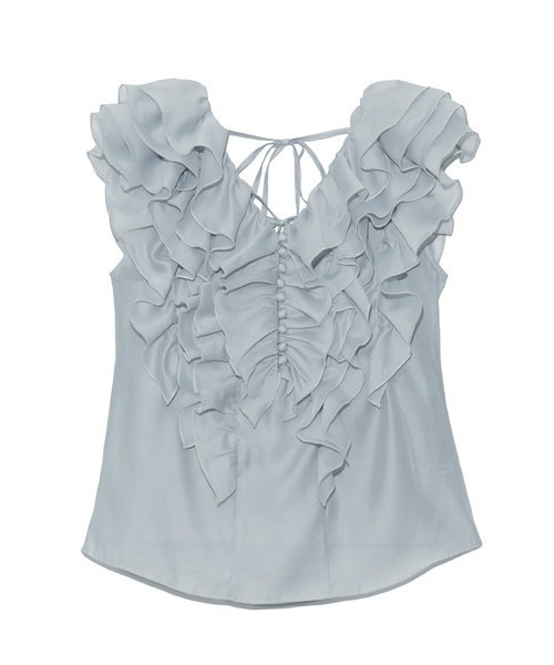 SNIDEL（スナイデル）の「バックデザインフリルブラウス（シャツ