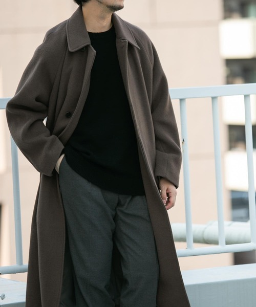 セール】両面ビーバーベルテッドオーバーコート（ステンカラーコート