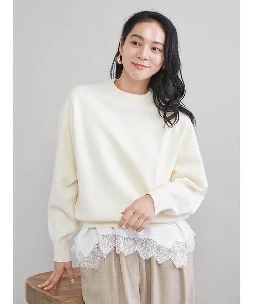 レースヘムレイヤードニット（ニット/セーター）｜Mila Owen（ミラ