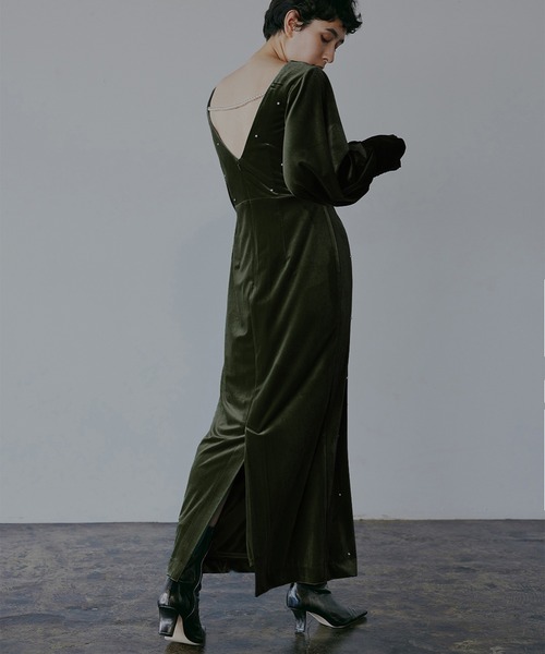 BACK OPEN PEARL VELOUR DRESS（ドレス）｜Ameri（アメリ）の