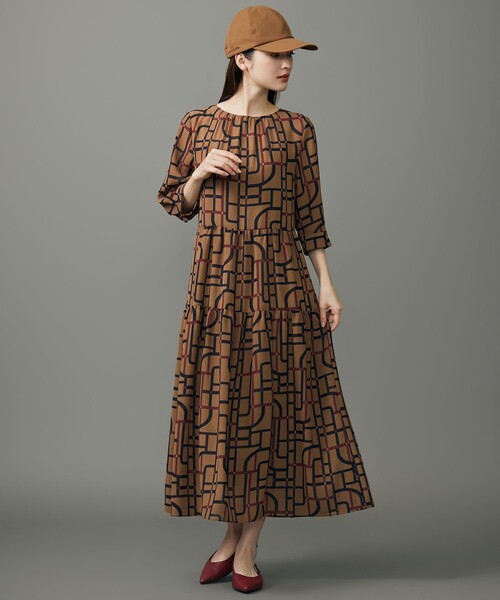 セール】ジオメトリックレトロプリント ワンピース（ワンピース