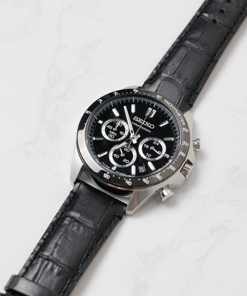 60】【ITN】【SEIKO】 クオーツ クロノグラフ レザーベルト【海外