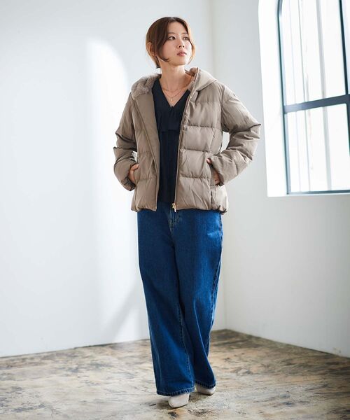 セール】ファーフードショートダウン（ダウンジャケット/コート）｜le