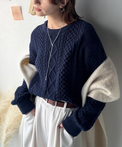 セール】クラシカルなアラン編みが映える♪秋冬ムードをグッと高める