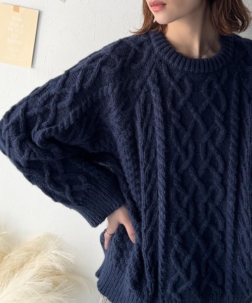 セール】クラシカルなアラン編みが映える♪秋冬ムードをグッと高める