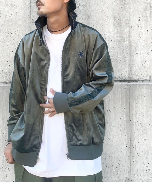 セール】大人の旬スタイル！胸刺繍ベロアトラックジャケット