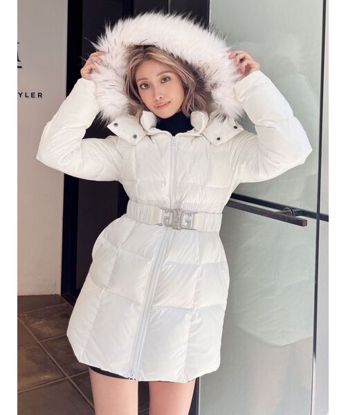 セール】SymmetryGYDAベルト付きロングダウンコート（ダウンジャケット