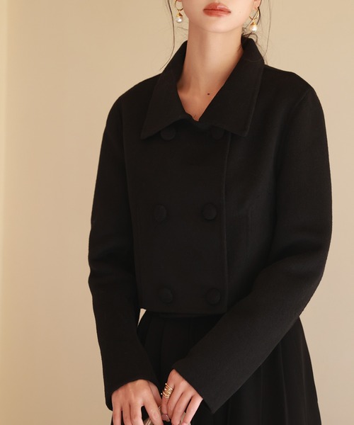 ソフィードール 34 カシミア混ダークグレー チェスターコート 2ボタン