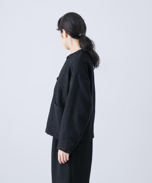 かぐれ（カグレ）の「ウールクルーネックジャケット（ノーカラー