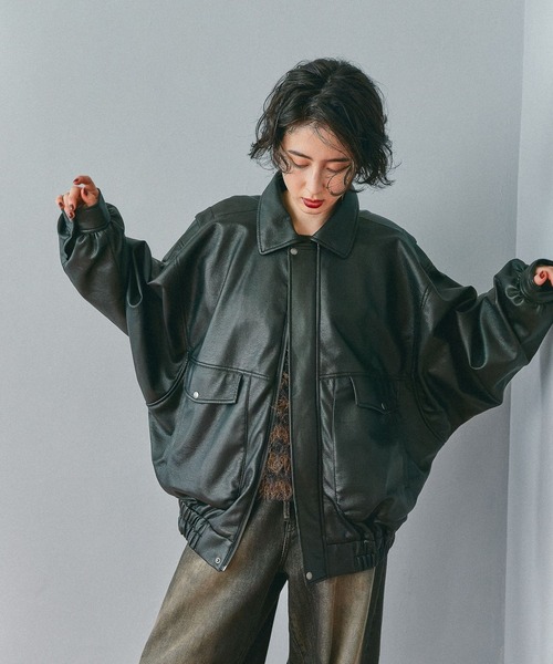 niko and（ニコアンド）の「フェイクレザー2WAYアソートブルゾン