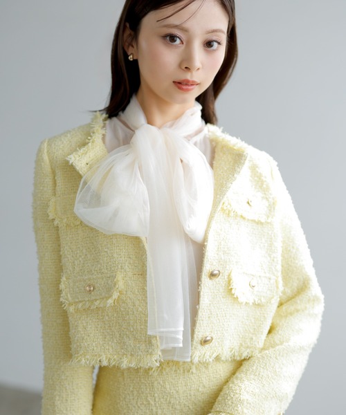 SNIDEL（スナイデル）の「ツイードジャケット（ノーカラージャケット