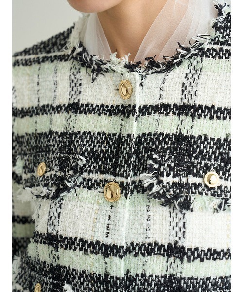 SNIDEL（スナイデル）の「ツイードジャケット（ノーカラージャケット