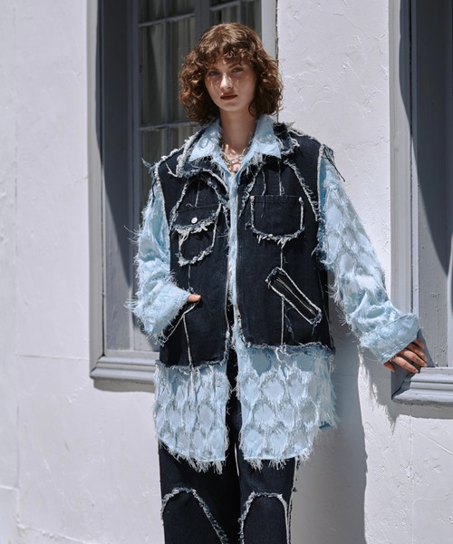 seyto（セイト）の「Damage zip denim vest / ダメージジップデニム