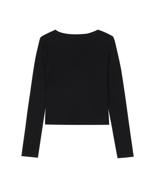 セール】ダブルリボンタイトトップ_ブラック（Tシャツ/カットソー