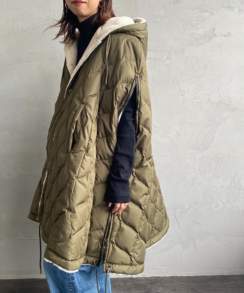 WEB限定】[TAION/タイオン] MILITARY キルティングダウンケープ