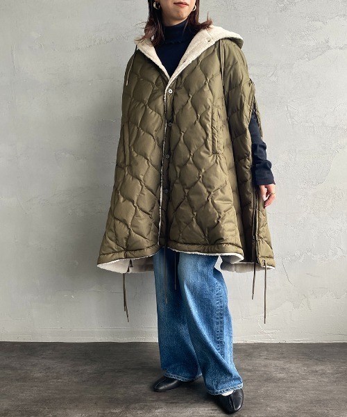 WEB限定】[TAION/タイオン] MILITARY キルティングダウンケープ