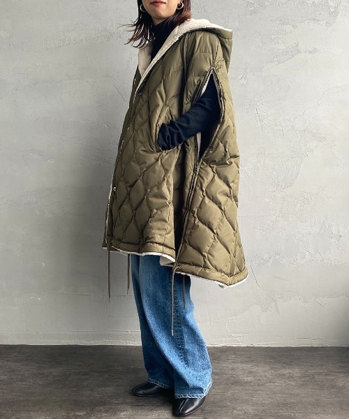 WEB限定】[TAION/タイオン] MILITARY キルティングダウンケープ