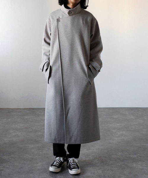 セール】【2WAY】オーバーサイズ メルトン スタンダーカラー ルーズ