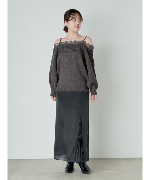 SNIDEL（スナイデル）の「レーストリミングニットプルオーバー（ニット