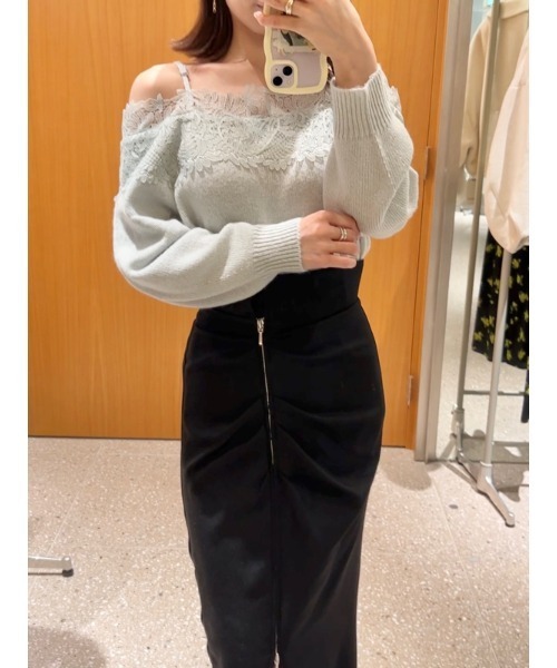 SNIDEL（スナイデル）の「レーストリミングニットプルオーバー（ニット