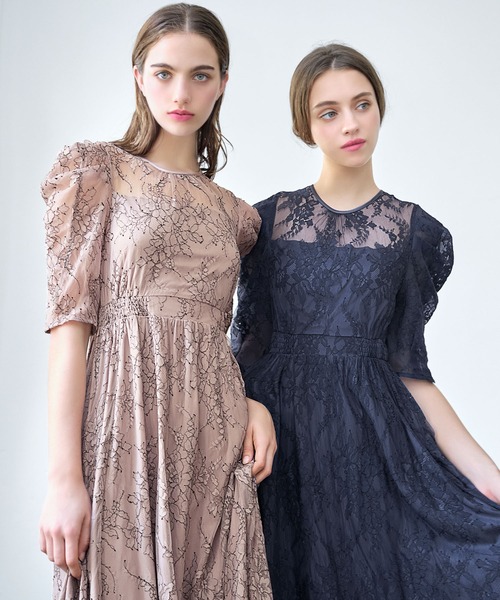 girl（ガール）の「パフスリーブ総レース フレア ロング 結婚式