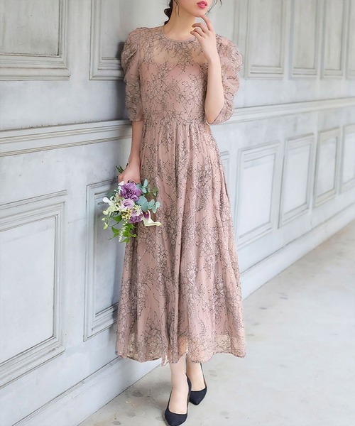 girl（ガール）の「パフスリーブ総レース フレア ロング 結婚式