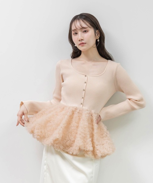 デザインチュールペプラムリブニット（ニット/セーター）｜RANDA