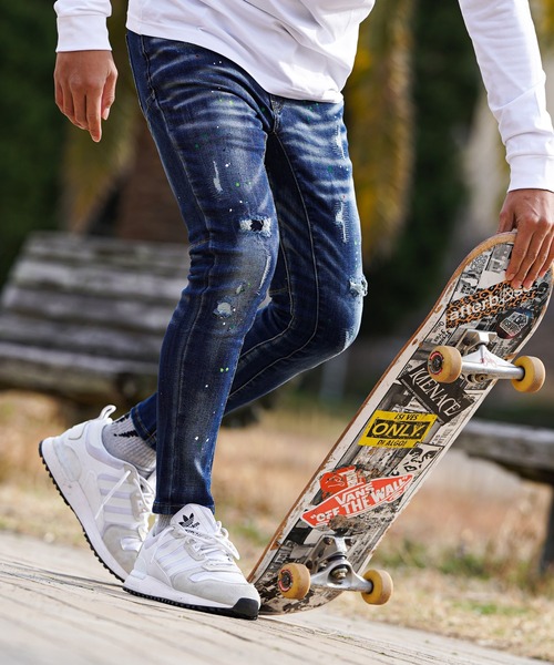 メニー/Cペイントデニムロングパンツ（デニムパンツ）｜adamsJUGGLER