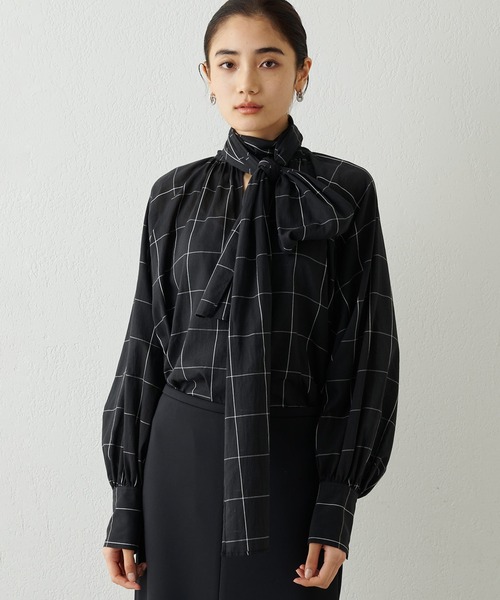 Whim Gazette（ウィムガゼット）の「シアーチェックボウタイブラウス