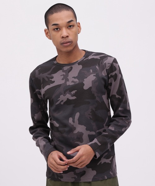 WEB限定》DAILY RIB LONG SLEEVE CREW NECK T-SHIRT 'CAMOUFLAGE