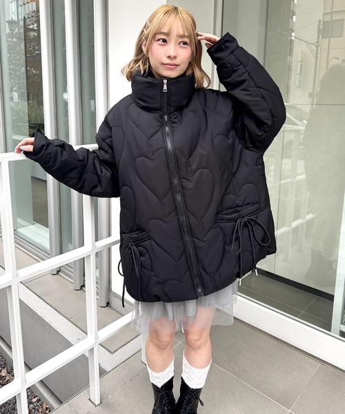 セール】ハートキルティングリボンオーバージャケット（ダウン